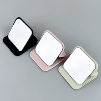 Nouvel Arrivage Mini Miroir Pliable Carré Miroir Cosmétique de Poche en Cuir PU Logo Personnalisé Portable Debout Voyage Design Compact 1X