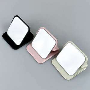 Nouvel Arrivage Mini Miroir Pliable Carré Miroir Cosmétique de Poche en Cuir PU Logo Personnalisé Portable Debout Voyage Design Compact 1X - Product Image 3