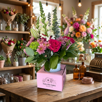 Boîte de livraison florale en carton ondulé sur mesure, robuste, carrée, pour le transport de fleurs, avec poignée découpée