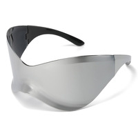 Lunettes de soleil Y2K argentées surdimensionnées style steampunk unisexe, hip-hop, streetwear, futuristes, mode, protection UV400