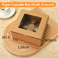 Boîte à cupcakes écologique avec fenêtre transparente en relief pour commandes à emporter, pâtisseries faites maison, cadeaux et emballages de pâtisserie
