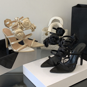 Sandalias de Tacón Alto Puntiagudas Cómodas para Mujer, Verano 2025, con Correa de Rosas y Diseño de Cordones a la Moda para Bodas y Fiestas - Directo de China - Product Image 6