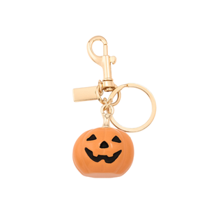 Porte-clés en plastique en forme de citrouille d'Halloween avec mousqueton en laiton, design de dessin animé 3D - Product Image 2