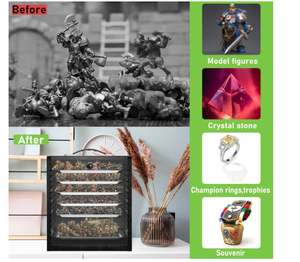 Mallette de rangement miniature en bois personnalisée pour figurines de collection Vitrines d'exposition en bois avec 6 plateaux Support de transport miniature - Product Image 6