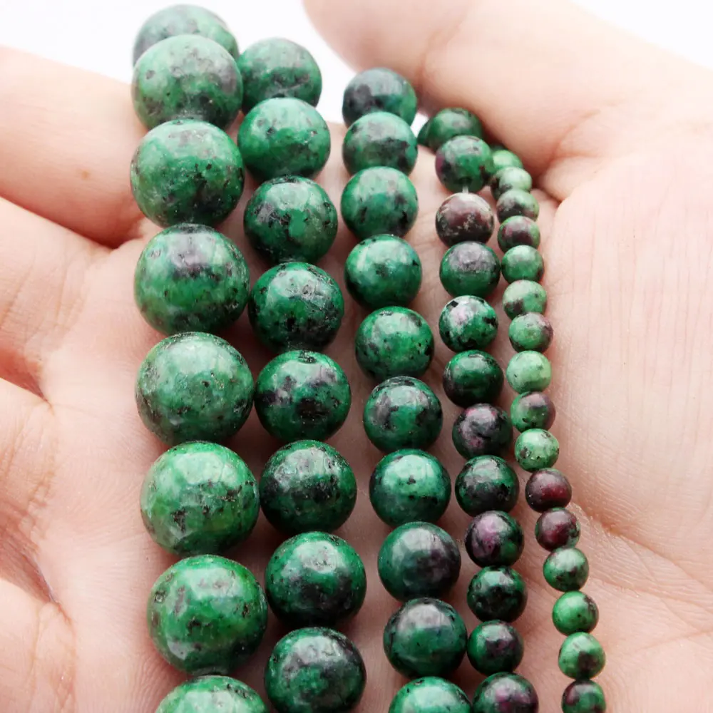 2022 factory price well polished natural loose gemstone 4-12mm ruby zoisite stone beads for making jewelry bracelet,necklace