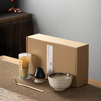 Ensemble de thé matcha écologique en céramique avec bec verseur, ensemble de 100 pièces, style professionnel, vente en gros