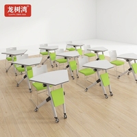 Table de conférence moderne modulaire à plateau rabattable, avec roulettes, en métal, pour la formation, idéale pour les réunions au bureau ou à l'école