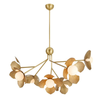 Lustre antique en laiton fait à la main en forme de branches d'arbre et de fleurs pour salle à manger et salon
