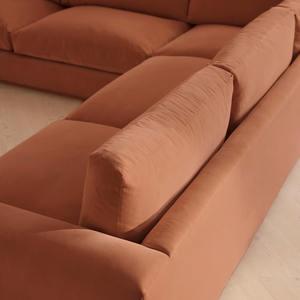 Canapé d'angle modulaire minimaliste nordique, taille personnalisable, cadre en bois massif, canapé en velours pour salon, adapté aux villas et aux hôtels - Product Image 6