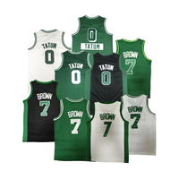 Camisa de Basquete Bordada N ° 0 de Boston, Jayson Tatum N ° 7, Marrom