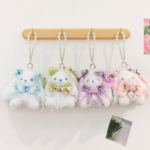 Portachiavi con Coniglio Lolita Gotico in Peluche, Ciondolo a Forma di Coniglio Diavoletto in Pizzo, Charm Anime per Borsa, Decorazione per Zaino Cosplay, Giocattolo di Peluche OEM - Product Image 4