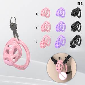 Jaula de Castidad YPM para Pene, Impresión 3D, Resina Negra y Rosa, con 6 Anillos de Diferentes Tamaños, Arnés, Mini Candado de Plástico, Trans <span class=keywords><strong>Love</strong></span> - Product Image 3