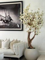 Arbre artificiel de fleurs de cerisier blanches en tissu de soie, résistant à l'eau, durable, pour la décoration de mariage, de maison et d'hôtel