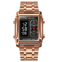 Montre Skmei 1868 en gros de Chine, vente chaude, montre numérique dorée, montre classique en acier inoxydable, montres-bracelets pour hommes