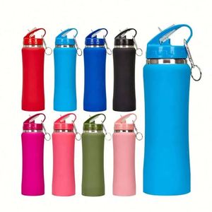 Botella de Agua Deportiva de Acero Inoxidable Personalizada al por Mayor, Termo para Gimnasio con Pajita y Tapa con Asa, Diseño de Vacío para Camping - Product Image 1