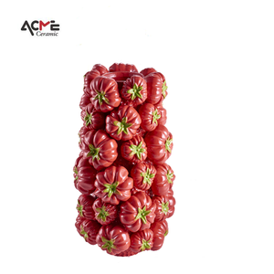 Vase à fruits rond en céramique moderne européen simple et Art déco, décorations d'intérieur, ornements, vase à tomates - Product Image 5