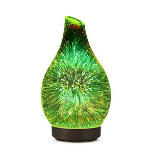Glass <b>Rainbow</b> Fireworks Aroma Diffuser 0.5L USB Led <b>Light</b> Humidifier Wood Grain Base 2-8H Timer Low Noise - Product Image 3