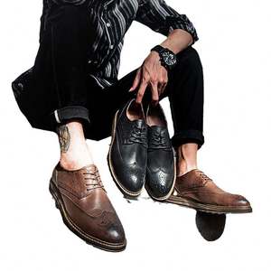 Chaussures Derby Brogue Haut de Gamme en Cuir Pleine Fleur pour Hommes, Imperméables, Respirantes, à Lacets, Imprimées au Laser, Semelle Souple en Caoutchouc, Idéales pour le Bureau et la Carrière - Product Image 5