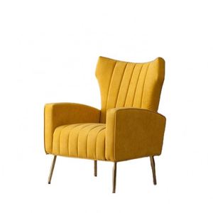Fauteuil à dossier haut en velours <span class=keywords><strong>Lauretta</strong></span>, style moderne et glamour, avec dossier capitonné, fauteuil de détente pour salon - Product Image 1