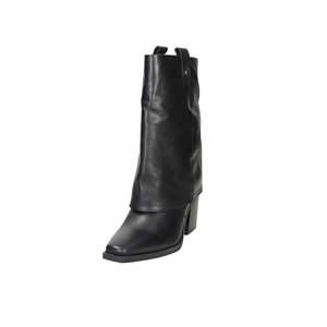 Botas de Media Pantorrilla para Mujer Carmela, Tacón Cuadrado, Cuero Negro - Product Image 2