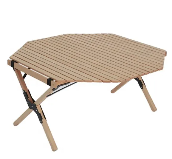 Mesa plegable de madera para acampada y playa