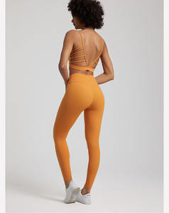 OEM ODMWomen Bra olahraga pinggul tinggi bernapas V punggung legging olahraga celana pendek tali tipis atasan 2 bagian setelan Yoga Gym Fitness Set - Product Image 6