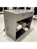 Bureau d'accueil rectangulaire en acier inoxydable, finition anti-traces de doigts, résistant au feu et à la corrosion, style minimaliste et luxueux