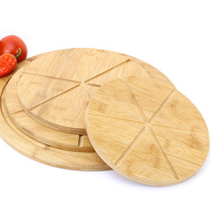 Planche à découper en bambou ronde, plateau en bois pour pizza, sushi, steak, pour restaurants occidentaux, style moderne et simple - Product Image 1