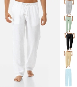 <span class=keywords><strong>Pantalon</strong></span> <span class=keywords><strong>en</strong></span> coton et <span class=keywords><strong>en</strong></span> <span class=keywords><strong>lin</strong></span> respirant décontracté de couleur unie à la mode pour hommes européens et américains de haute qualité - Product Image 1