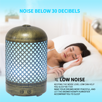 Diffuseur à ultrasons pour humidificateur domestique de 100ml avec éclairage LED et diffuseur d'arôme en métal Garantie 1 an