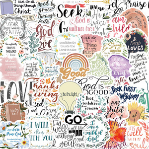 50 Jésus <span class=keywords><strong>Bible</strong></span> <span class=keywords><strong>Proverbes</strong></span> Inspirants Anglais PVC Autocollants Écologique Guitare Notes Bagages DIY Stickers pour Ordinateur Portable - Product Image 3