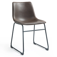 Chaises de salle à manger sans accoudoirs en cuir artificiel pour salon, modernes et élégantes. Whisky brun
