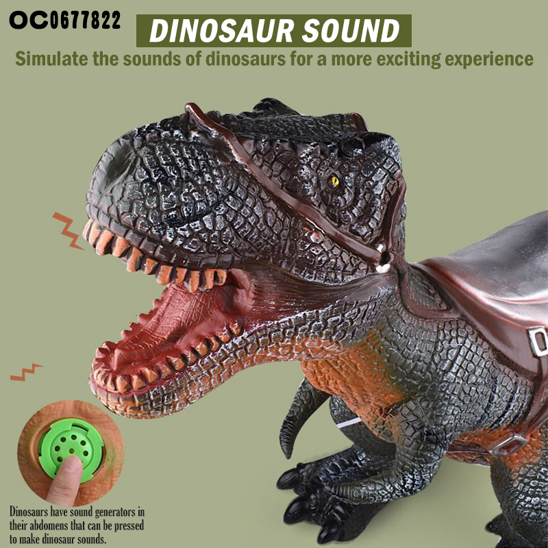 Cool Large Baby Simulation Soft Rubber Ride On Dinosaur Toys With Sound