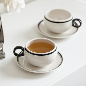 Tasse à café <span class=keywords><strong>réutilisable</strong></span> en céramique personnalisée tasse à cappuccino espresso latte ensemble de soucoupe en porcelaine tasse à café comestible vintage pour café thé utilisation - Product Image 4