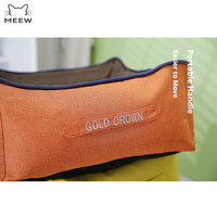 Coussin de couchage pour chien bicolore avec étiquette rétro décorative, rebord surélevé confortable, pour intérieur, fournitures pour animaux de compagnie en gros