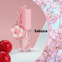 4ml Glansrijke Lipgloss Hartvormige Tube Private Label Reisset Formaat Vloeibare Lipkleur Cosmetica Fruit Smaak Lip Olie Sleutelhanger