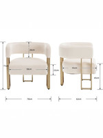 Fauteuil individuel en acier et tissu, style nordique de luxe, personnalisable, pour salon et chambre, modèle 03, avec mousse haute élasticité, mobilier de maison