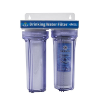 Système de filtration d'eau pour toute la maison en deux étapes, 10 pouces, filtre à eau transparent avec plaque en fer, purificateur d'eau