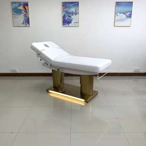 Luxury 4 Motors Massage Bed Gold Base Cosmetic Bed Heating Function Electric Beauty Bed USB Charging Port With Light Decoration - Product Image 5