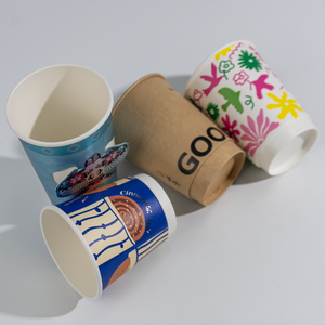Hot Sale 12oz 16oz Biodegradable White Craft Paper Disposable Single Cups Single Wall Coffee Paper Cups Water Cup Stamping Logo