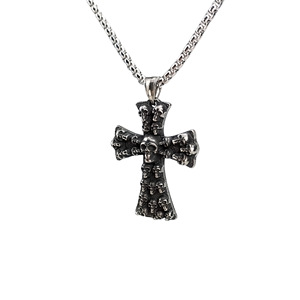 YK Nuova Collana a Forma di Croce per Ragazzi alla Moda, Collana Gotica Retrò in Acciaio Inossidabile con Teschio per Mio Figlio - Product Image 1