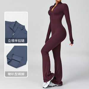 Mono de yoga de manga larga para mujer, body de entrenamiento de alta sujeción, mono de gimnasio sin costuras, ropa deportiva - Product Image 2
