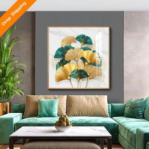 Venta Directa de Fábrica, Pintura Decorativa de Pared con Hojas de Ginkgo en 5D, Pintura de Porcelana de Cristal de Lujo - Product Image 2