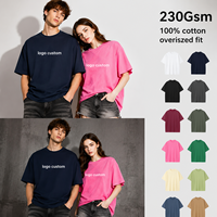T-shirt Oversize Décontracté à Épaules Tombantes en Coton 100% Couleur Unie 230 g/m² – Impression Personnalisée DTF, DTG, Sérigraphie – Meilleures Ventes