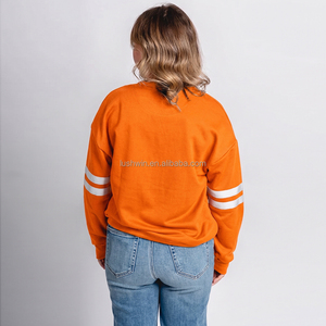 Felpa Varsity da Donna per il Giorno della Partita, Girocollo, Maniche a Righe Bianche, Pullover Oversize, Logo Universitario Personalizzato, Testo <span class=keywords><strong>con</strong></span> Lettere, Taglie Forti - Product Image 6