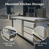 Table de travail de cuisine en acier inoxydable 304 de qualité commerciale avec 3 tiroirs, armoire de rangement à porte coulissante, table de préparation pour restaurant, certifiée NSF