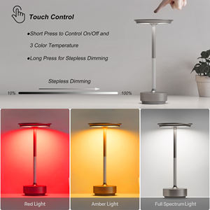 مصباح لاسلكي من الألومنيوم بقيادة مصباح مطعم ، طاولة معدنية لاسلكية ، نوع اللمس ، تعتيم بدون خطوات - Product Image 5