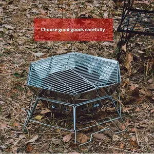 Parrilla Portátil Plegable para Barbacoa, OEM ODM, con Soporte para Leña y Recipiente, para Acampar al Aire Libre - Product Image 1