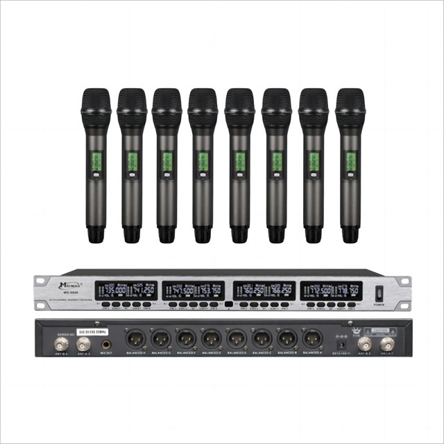 Hot Sale Long Distance UHF True Diversity 8 Channel Wireless Microphone System Professional for Outdoor Stage Performance.