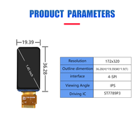 Écran LCD TFT IPS de 1,45 pouce, résolution 172x320, interface 4 SPI, module ST7789P3